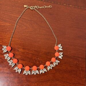 J. Crew Vibrant Orange and Silver Necklace